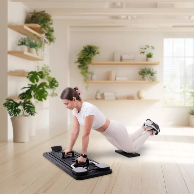 Pilates reformer inSPORTline Trancer Basic, csúszásmentes, összecsukható kialakítás, kivehető kijelző, állvány telefon számára