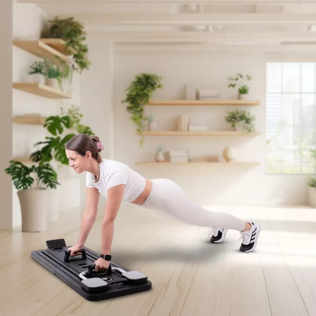 Pilates reformer inSPORTline Trancer Basic, csúszásmentes, összecsukható kialakítás, kivehető kijelző, állvány telefon számára