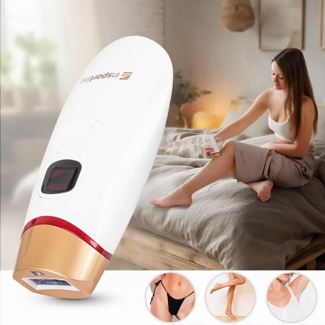 IPL epilátor inSPORTline Eriva, kijelző,  bőrközelség-érzékelés, otthoni használat, védőszemüveg, borotva, ergonomikus kialakítás