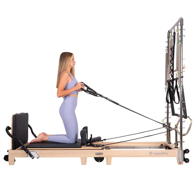 Pilates reformer inSPORTline Driftaler, összecsukható szerkezet biztonsági retesszel, tölgyfából készült váz, speciális pilates-doboz
