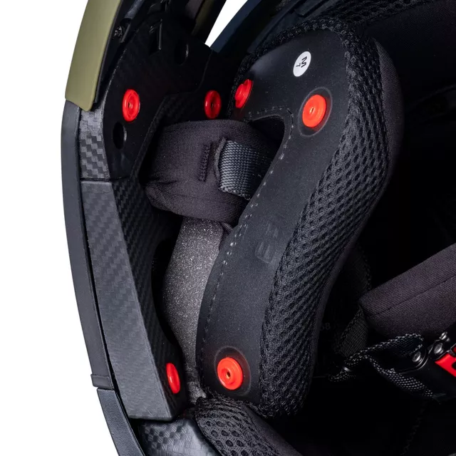 Moduláris bukósisak W-TEC Badalone Army, gyorskioldó csat, mosható párnázat, kellemesen puha arcpárnák, állítható szellőzés - matt bézs