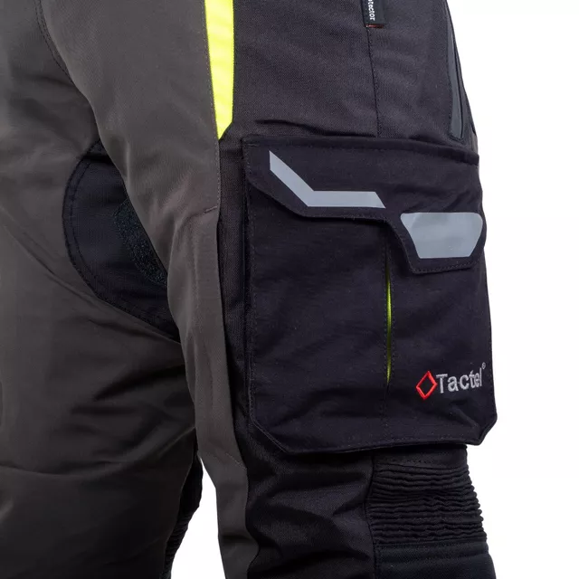 Motoros nadrág W-TEC Daimick, kivehető 1. szintű CE térdvédő, kivehető szigetelő bélés, AirVent System, fényvisszaverő elemek - fekete-szürke