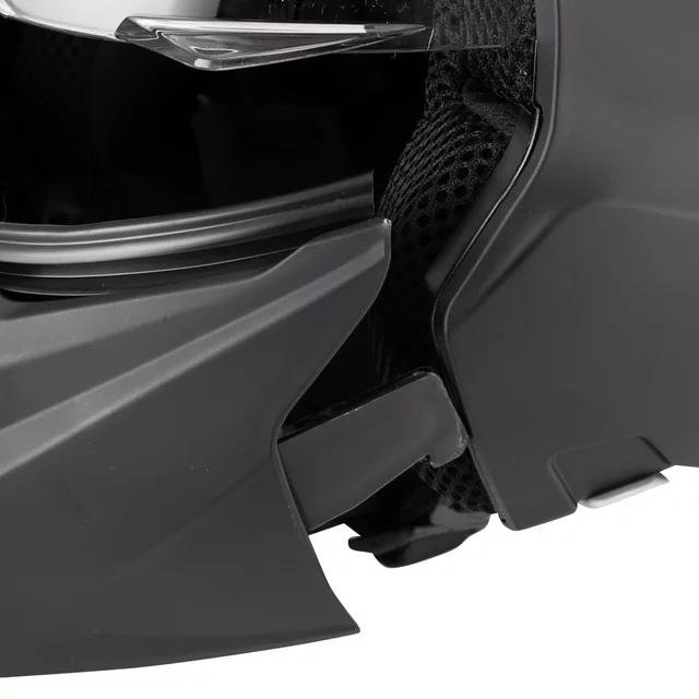 Moduláris motoros sisak W-TEC Satalone, ECE 22.06 típusjóváhagyás, aerodinamikus forma, 3 pozícióba állítható plexi, mosható bélés, puha arcpárnák - Fekete Matt