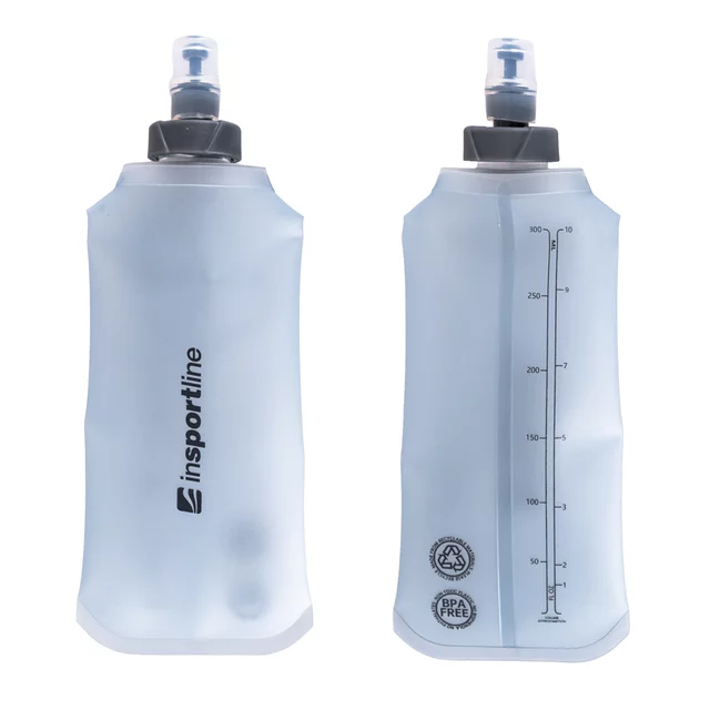 Összecsukható palack inSPORTline Hydroquick 300, szivárgásmentes kupak, szájrész-védőfedél, újrahasznosított anyag, nem tartalmaz BPA-t, könnyű anyag