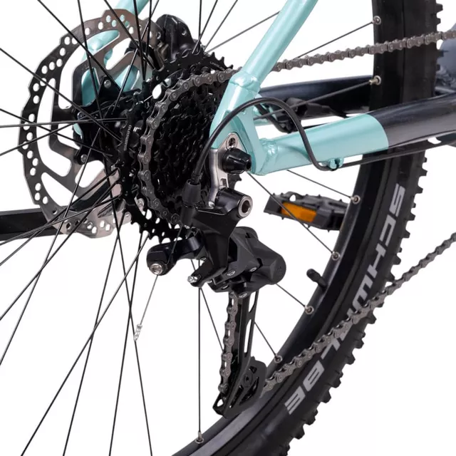 Női hegyikerékpár inSPORTline ISL Asuki 630 Wh 27,5" – 2025-ös modell, Bafang M410 motor, 150 km hatótávolság, 27,5" kerékátmérő - Aqua Kék