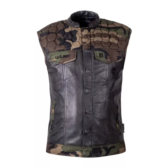 Motoros mellény W-TEC Black Heart Regimento rugalmas anyag, tartós bőr, belső bélés