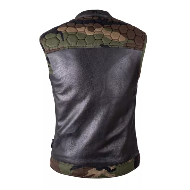 Motoros mellény W-TEC Black Heart Regimento rugalmas anyag, tartós bőr, belső bélés