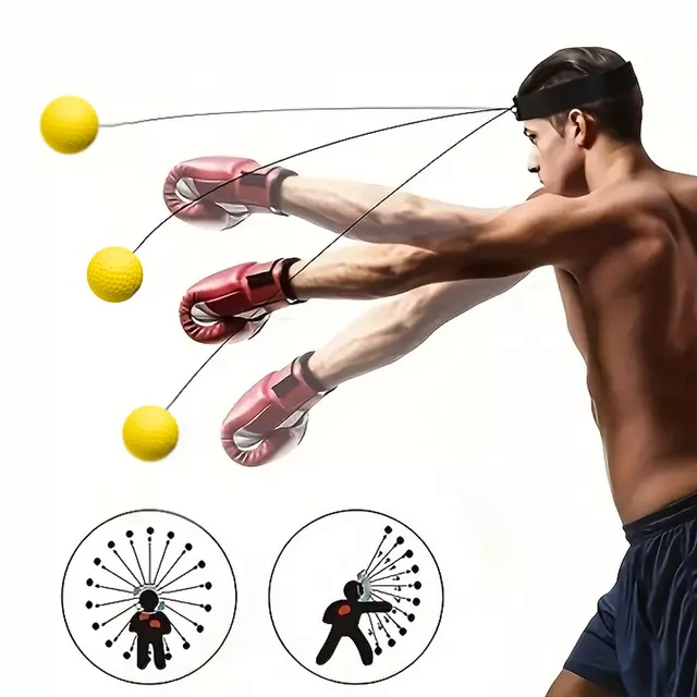 Reflex boksz labda fejre fejpánttal inSPORTline Respell Light 18g, javítja a szem-kéz koordinációt, állítható méretű fejpánt, rugalmas zsinór