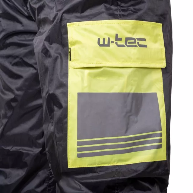 Esőálló motoros nadrág W-TEC Colnari, rugalmas derékrész, állítható lábszárszélesség - fekete-fluo zöld