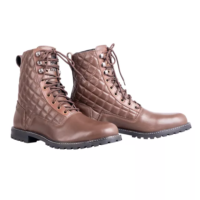 Női motoros csizma W-TEC Leocia Brown sarok- és orrvédelem, csúszásgátló talp, fűzős rögzítés - barna - barna