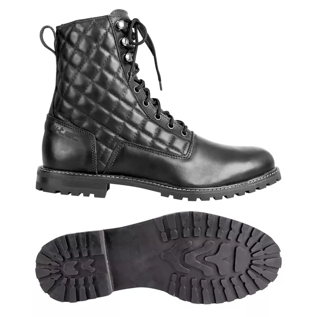 Női motoros csizma W-TEC Leocia Black megerősített párnázás, csúszásgátló talp, fűzős rögzítés - fekete