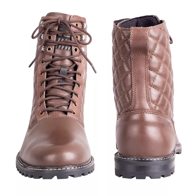 Női motoros csizma W-TEC Leocia Brown sarok- és orrvédelem, csúszásgátló talp, fűzős rögzítés - barna