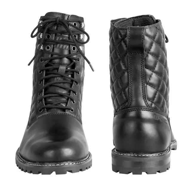 Női motoros csizma W-TEC Leocia Black megerősített párnázás, csúszásgátló talp, fűzős rögzítés - fekete