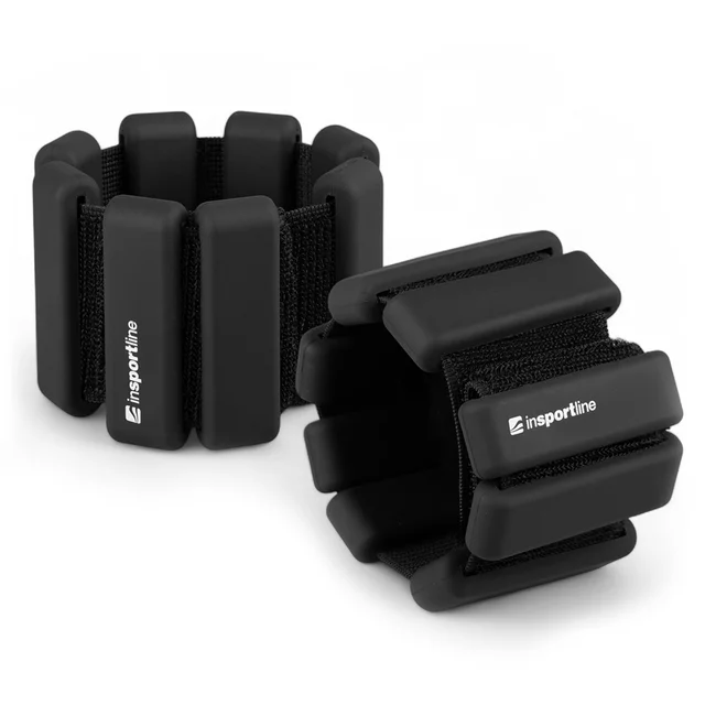 Fitness boka- és csuklósúlyok inSPORTline Brace 2x1,5 kg, hatékony edzéssegédeszköz, univerzális méret, rugalmas pánt, tépőzáras rögzítés - mokkahab - fekete