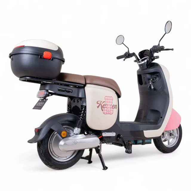 Elektromos robogó Keren Beike 10", ólomsavas akkumulátor, 25 km/h, IPX5 védettség, tároló, pedálok - barna-kék