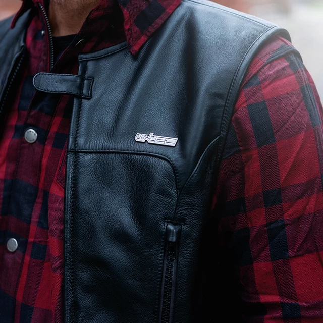 Bőr motoros mellény W-TEC Trabacho - fekete