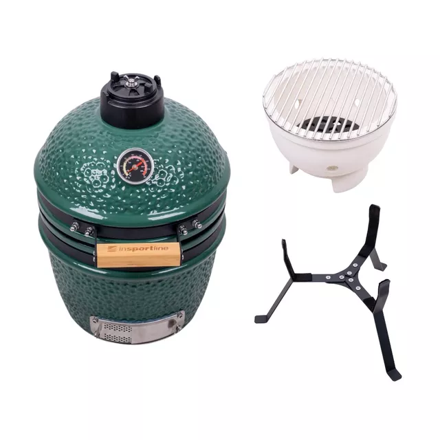 Kerámia kamado grill inSPORTline Pasionato 12"faszenes, kerámia, 56,5cm magas, BBQ grill, hőmérő, bomba izek, alacsony szénfogyasztás, kamado grill