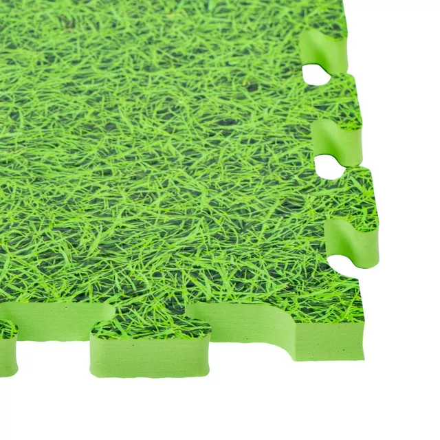 Puzzle tatami szőnyeg inSPORTline Zemalpro 100x100x2 cm, tartós anyag, csökkenti a zajt, könnyen mosható felület - gyep motívum