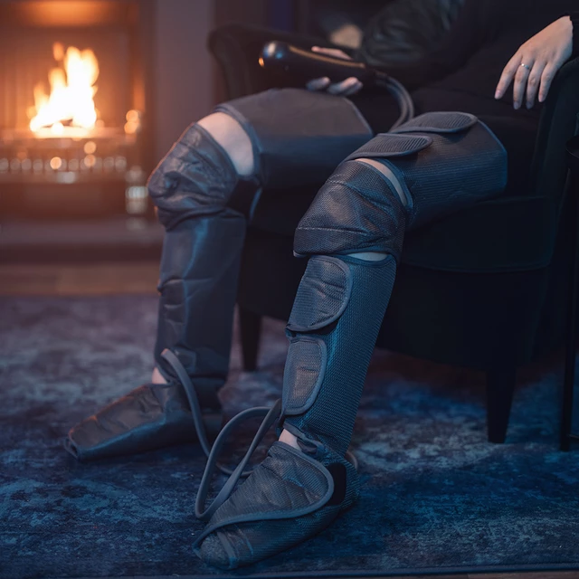 inSPORTline Beinhowair II kompressziós lábmasszírozó csizma, légpárnás, tépőzáras, 5 intenzitási szint, 3 masszázsmód - szürke