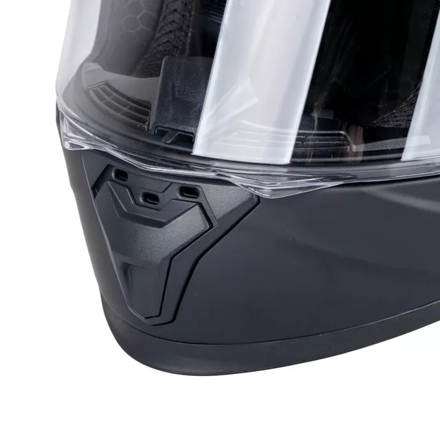 Gyermek integrált bukósisak W-TEC Basmeck, zárható állszellőzőnyílás, kényelmes párnázás, karcálló plexiüveg, rögzítés gyorskioldó csattal - fényes fehér