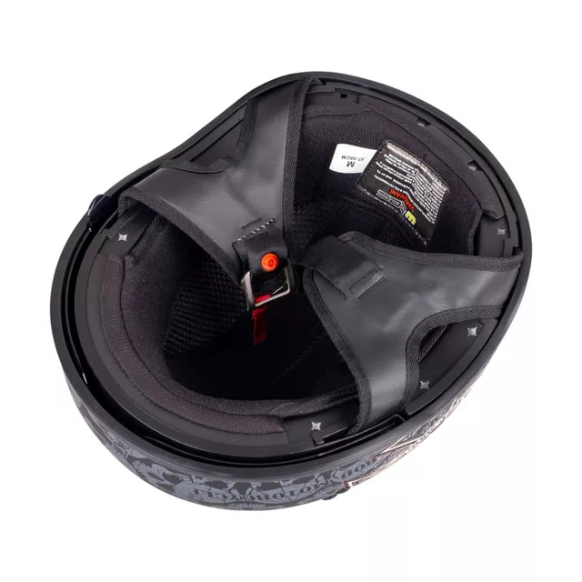 Motoros bukósisak W-TEC Black Heart V535 Cross Skull DOT tanúsítvány, puha belső bélés, állítható napellenző