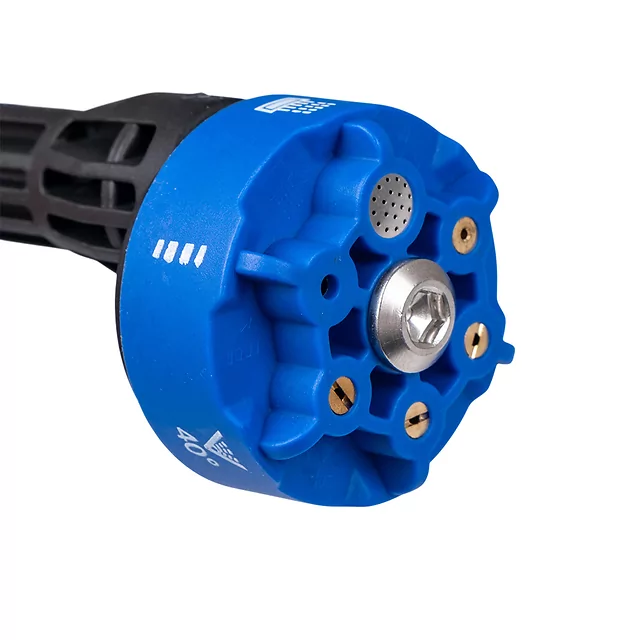 Akkus mosópisztoly inSPORTline Esedera, nagy teljesítményű motor, erős nyomás, multifunkciós fúvóka, nyomásbeállítás LED-es érintőképernyőn