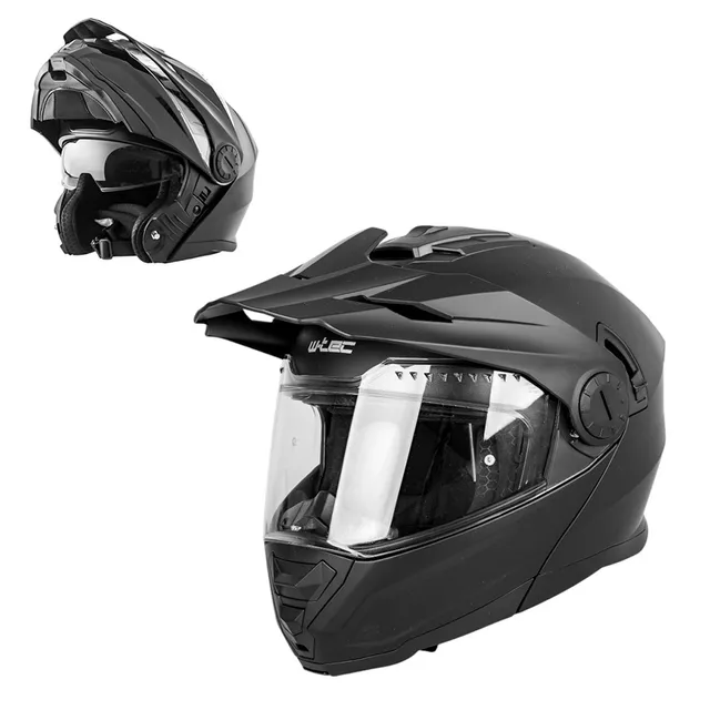 Flip-up enduro bukósisak W-TEC Biscaia P/J - fényes fekete