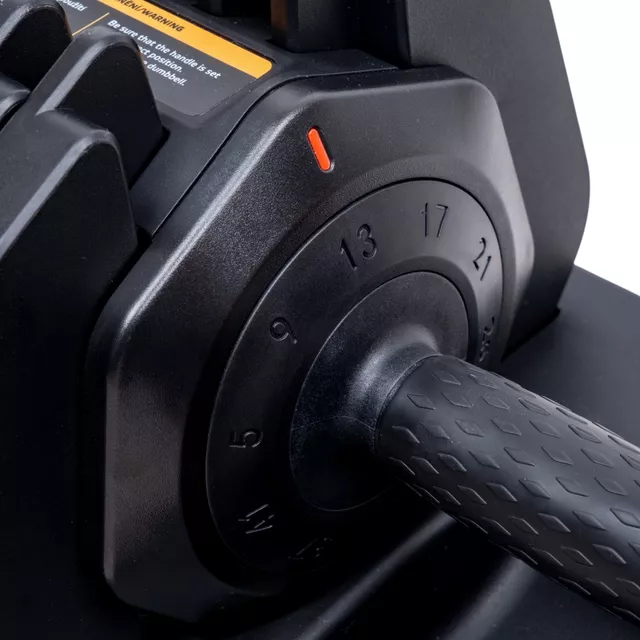 Állítható egykezes súlyzó inSPORTline DuraBell® 5-41 kg, gyors és egyszerű terhelésbeállító rendszer, kompakt, csúszásmentes fogantyú