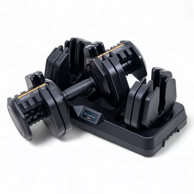 Állítható egykezes súlyzó inSPORTline DuraBell® 5-41 kg, gyors és egyszerű terhelésbeállító rendszer, kompakt, csúszásmentes fogantyú