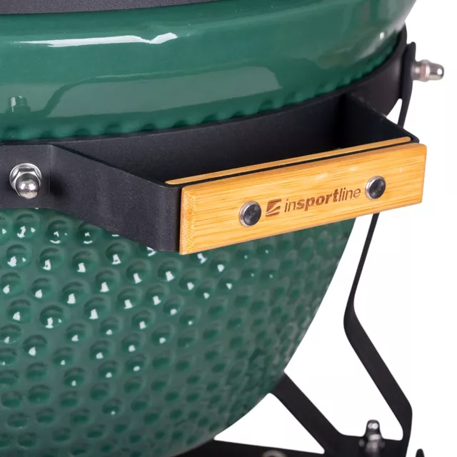 Kerámia kamado grill inSPORTline Pasionato 16", faszenes, kerámia, 116cm magas, BBQ grill, hőmérő, bomba izek, alacsony szénfogyasztás, kamado grill