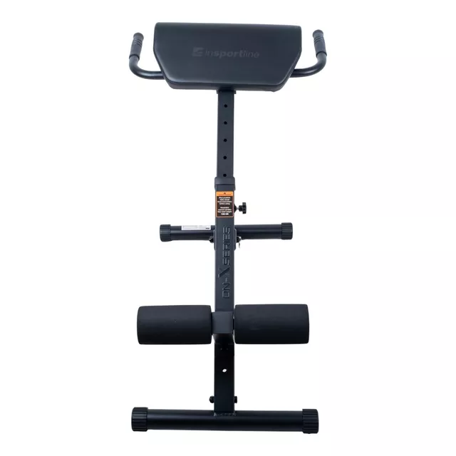 Hiperextenziós pad inSPORTline ON-X RC 20, összehajtható, acélszerkezet, tartós kivitel, puha háttámla, kényelmes habszivacs görgők