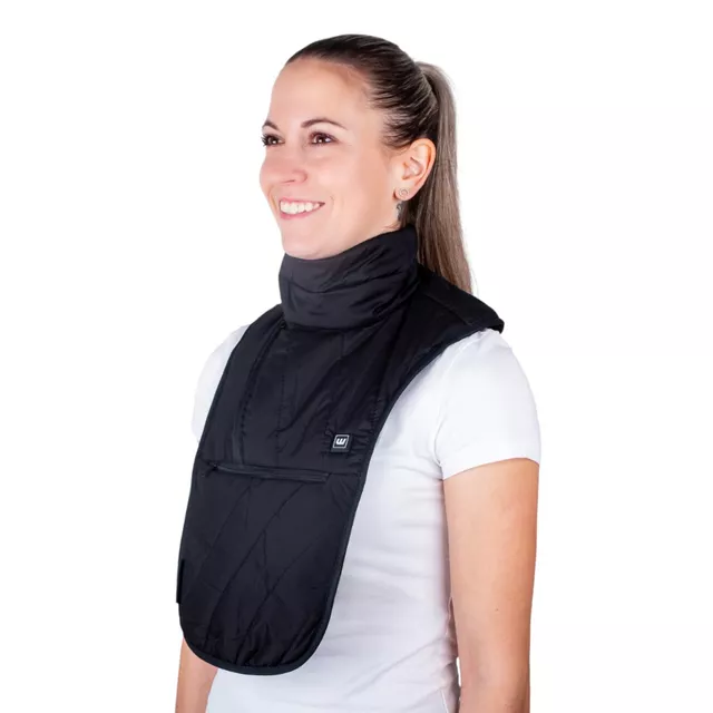 Fűthető nyakmelegítő W-TEC HEATneck 29-39 cm, szélálló, mellkas- és nyakfűtés, 3 fűtési mód, kényelmes anyag béléssel, cipzár és tépőzár, szénszál