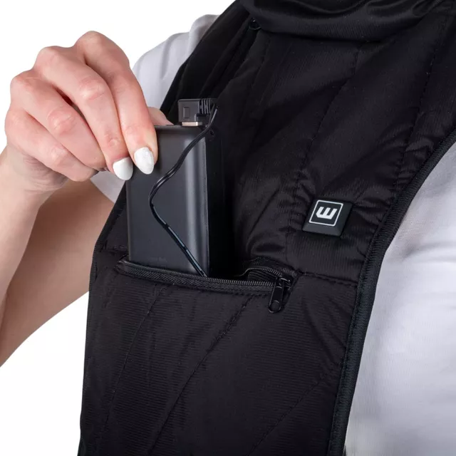 Fűthető nyakmelegítő W-TEC HEATneck 29-39 cm, szélálló, mellkas- és nyakfűtés, 3 fűtési mód, kényelmes anyag béléssel, cipzár és tépőzár, szénszál