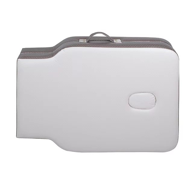 Masszázságy inSPORTline Kiyora 186x70x62,5-85,5 cm 2 részes alumínium, könnyen hordozható, fokozatmentesen állítható fejtámla, hordozótáska - fehér-szürke