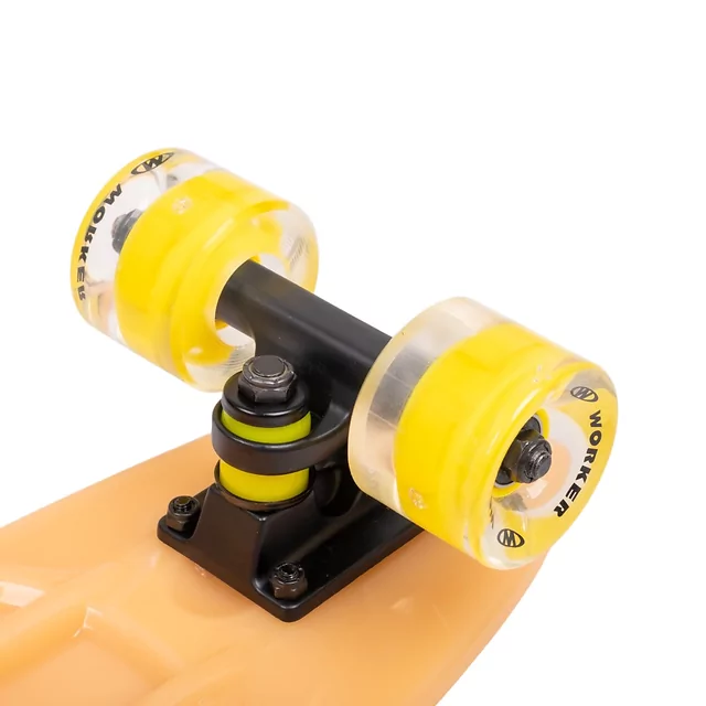 Megvilágított penny board WORKER Solosy C1 22", LED-ekkel ellátott kerekek, csúszásgátló rács a tábla tetején, sötétben világító anyag