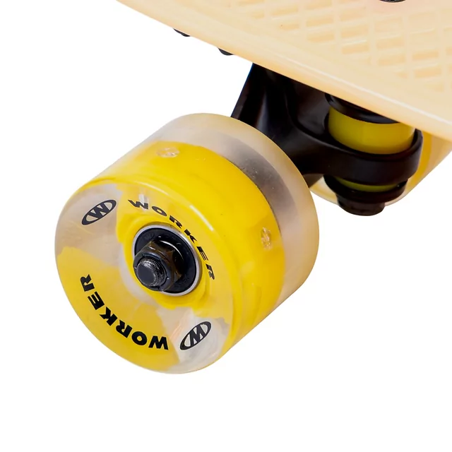 Megvilágított penny board WORKER Solosy C1 22", LED-ekkel ellátott kerekek, csúszásgátló rács a tábla tetején, sötétben világító anyag