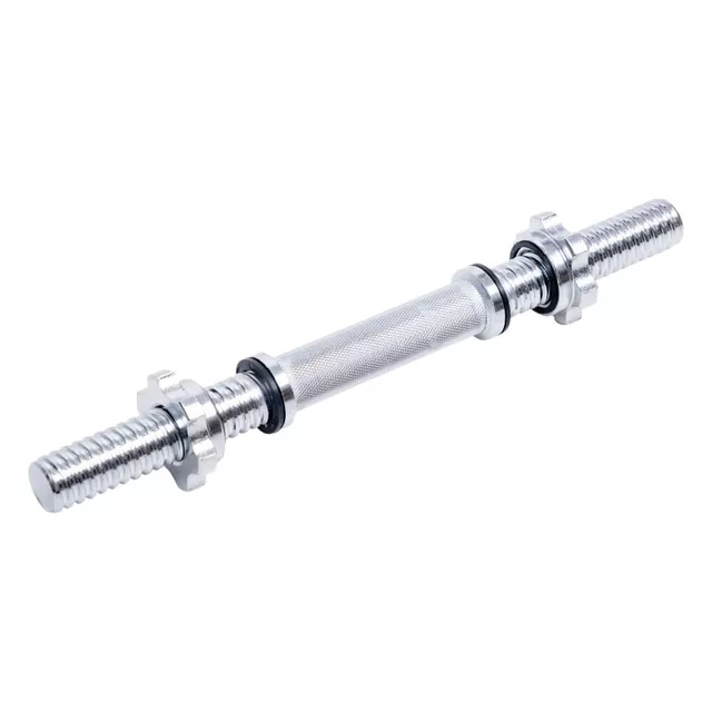 Egykezes súlyzórúd menettel és hüvelyekkel inSPORTline Tufor 40cm/30mm, krómozott acél, tömítéssel ellátott záróhüvely