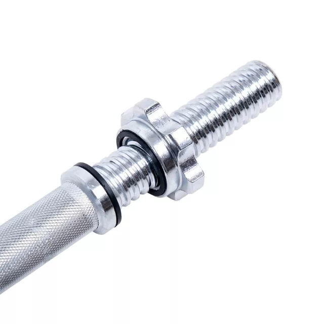 Egykezes súlyzórúd menettel és hüvelyekkel inSPORTline Tufor 40cm/30mm, krómozott acél, tömítéssel ellátott záróhüvely