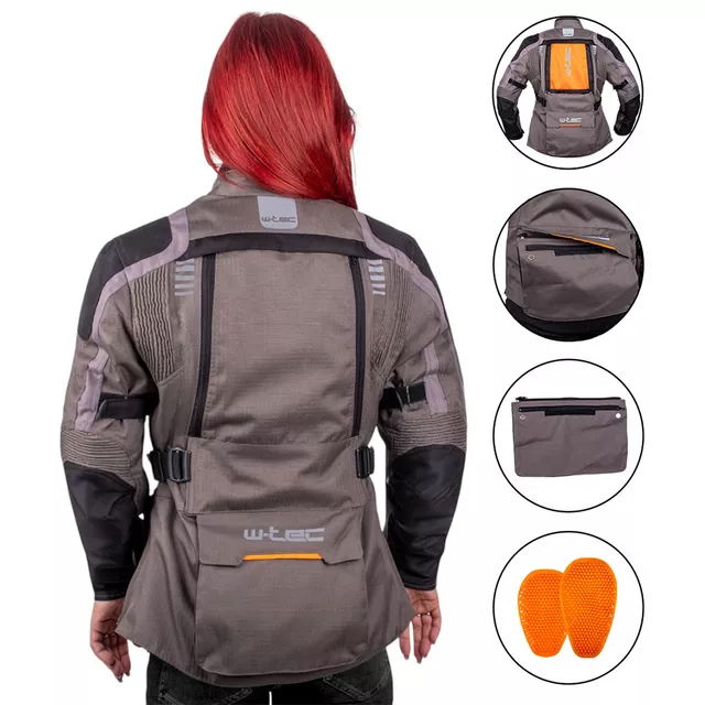 Női túramotoros dzseki W-TEC Smackton Lady - szürke-narancssárga