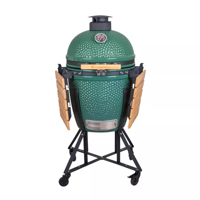 Kerámia kamado grill inSPORTline Pasionato 20" faszenes, kerámia, 120cm magas, BBQ grill, hőmérő, bomba izek, alacsony szénfogyasztás, kamado grill