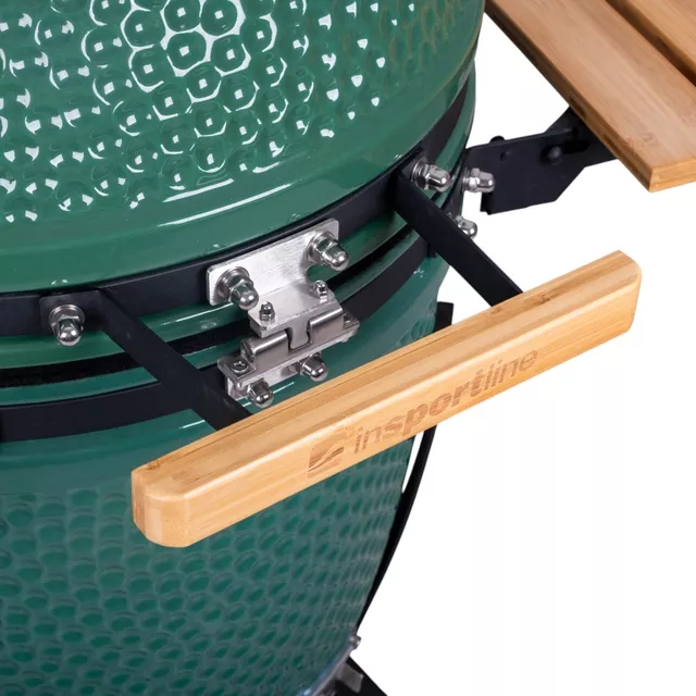 Kerámia kamado grill inSPORTline Pasionato 20" faszenes, kerámia, 120cm magas, BBQ grill, hőmérő, bomba izek, alacsony szénfogyasztás, kamado grill