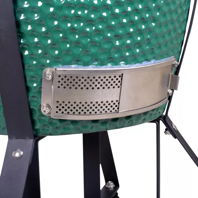 Kerámia kamado grill inSPORTline Pasionato 20" faszenes, kerámia, 120cm magas, BBQ grill, hőmérő, bomba izek, alacsony szénfogyasztás, kamado grill