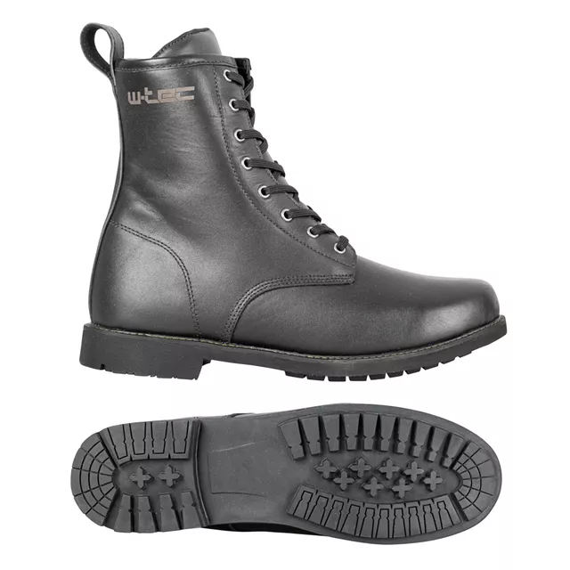 Motoros csizma W-TEC Benga, anilin bőr, légáteresztő AirMesh belső háló, vízálló membrán, megerősített varratok, fűzős kialakítás,  acél fűzőlyukak
