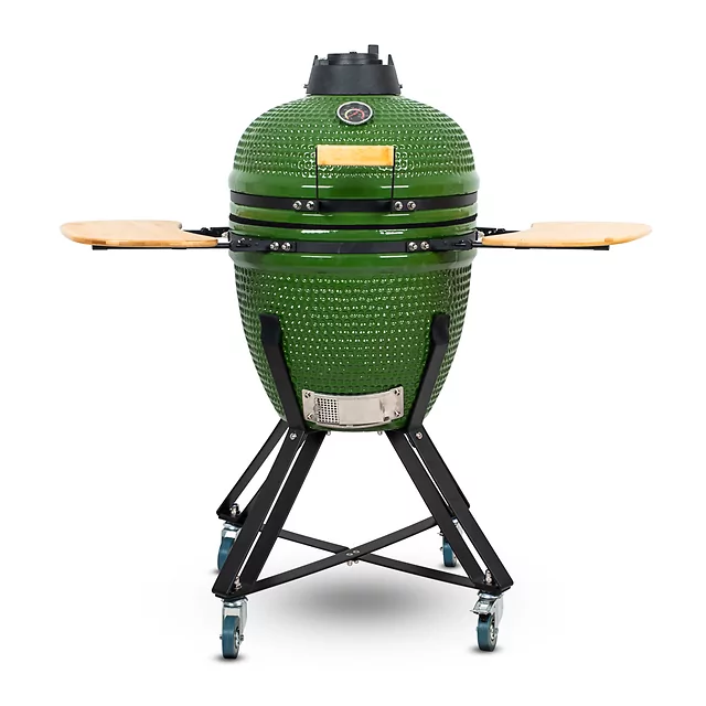 Kerámia kamado grill inSPORTline Pyrexo 18", kerámia belső héj, tartós hőteljesítmény, beépített hőmérő, hatékony szén-fogyasztás