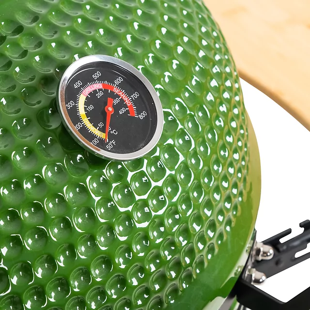 Kerámia kamado grill inSPORTline Pyrexo 18", kerámia belső héj, tartós hőteljesítmény, beépített hőmérő, hatékony szén-fogyasztás