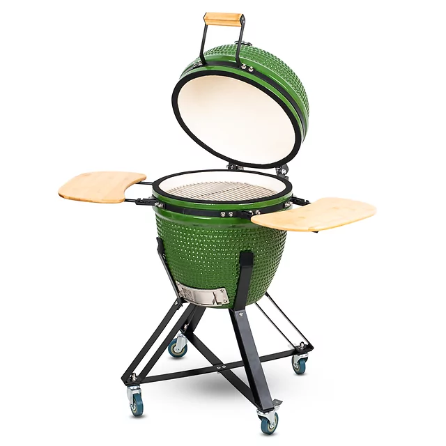 Kerámia kamado grill inSPORTline Pyrexo 18", kerámia belső héj, tartós hőteljesítmény, beépített hőmérő, hatékony szén-fogyasztás