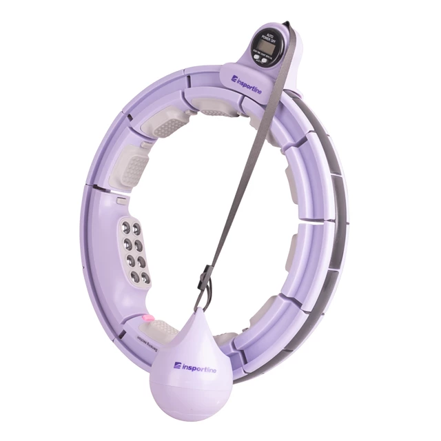 Hullahopp karika súllyal inSPORTline Weight Hoop Pro 69-105cm, 1.2kg, 41cm átmérő, bütykös, mágneses, szétszedhető, állítható méret, LCD kijelzővel