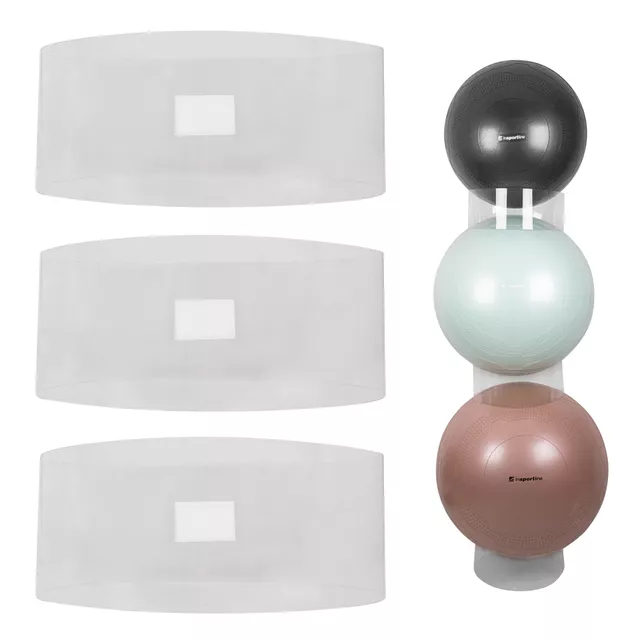 Gimnasztikai labdaállvány 3 darabos készlet inSPORTline BallStack, tépőzáras rögzítés, átlátszó, PVC