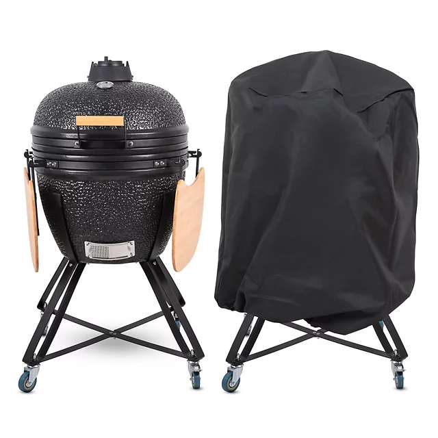 Kerámia kamado grill inSPORTline Pyrexo 24", kerámia belső héj, tartós hőteljesítmény, beépített hőmérő, hatékony szén-fogyasztás