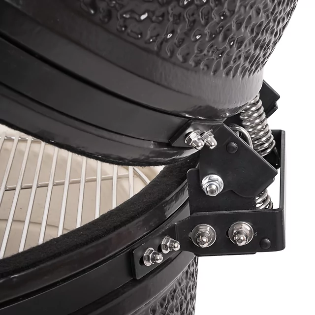 Kerámia kamado grill inSPORTline Pyrexo 24", kerámia belső héj, tartós hőteljesítmény, beépített hőmérő, hatékony szén-fogyasztás